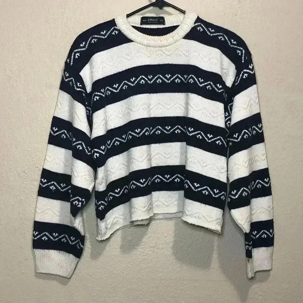 Black and White Striped Women Sweater